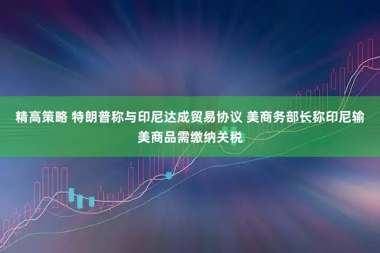 精高策略 特朗普称与印尼达成贸易协议 美商务部长称印尼输美商品需缴纳关税